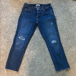 LOFT Dark Blue Distressed Ankle Jeans